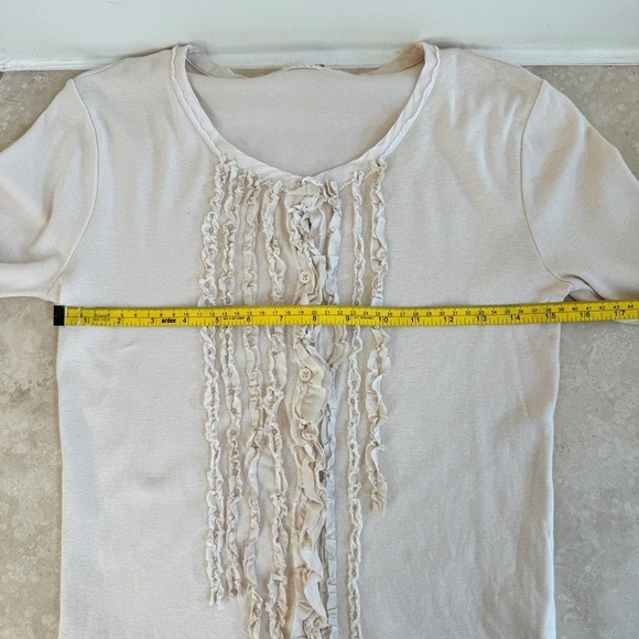 J Crew Light Beige Long Sleeve Ruffle Front Sequin Button Up Women Sz S Cardigan - Picture 10 of 14